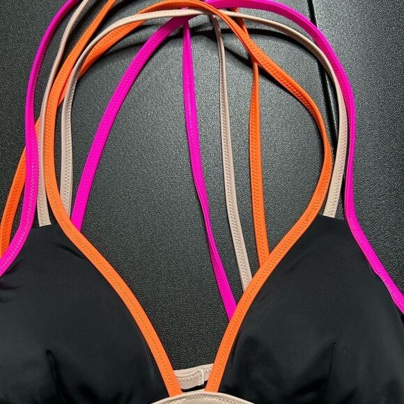 Victoria’s Secret Black Bikini Top with Neon Straps - Picture 3 of 7